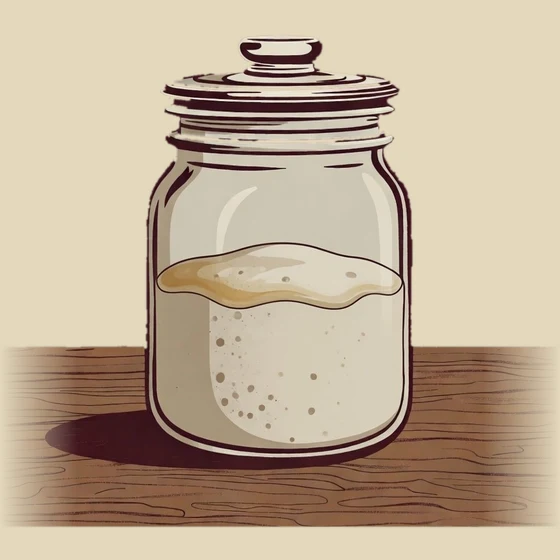Jar of hungry starter with liquid on top