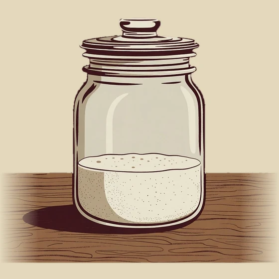 Jar of just-fed starter, settled and quiet